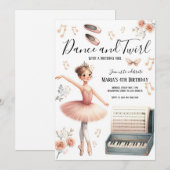 ダンスとトゥワール バレリーナ ブラッシュピンク 誕生日 招待状 (正面/裏面)