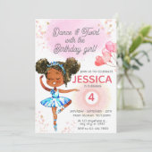 ダンスとトゥワール ピンクの女の子 オーダーメイド 誕生日 招待状 (スタンド正面)
