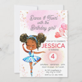 ダンスとトゥワール ピンクの女の子 オーダーメイド 誕生日 招待状