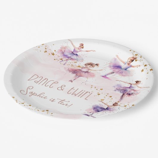 ダンスとトワイルバレリーナの誕生日 ペーパープレート (アングル)