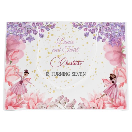 ダンスとトワイルバレリーナの誕生日 ラージペーパーバッグ (正面)