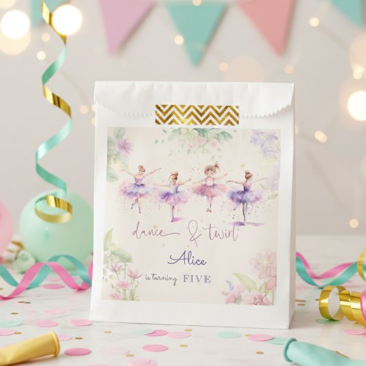ダンスとトワイルバレリーナ水彩誕生日 フェイバーバッグ