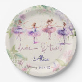 ダンスとトワイルバレリーナ水彩誕生日 ペーパープレート (正面)