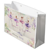 ダンスとトワイルバレリーナ水彩誕生日 ラージペーパーバッグ (正面アングル)