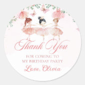 ダンスとトワイルバレリーナ誕生日パーティーステッカー ラウンドシール (正面)