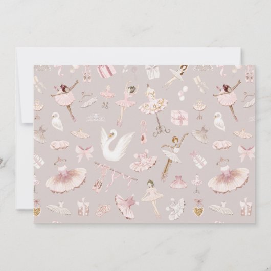 ダンスとトワイルバレリーナ魔法の写真誕生日 招待状 (裏面)