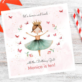 ダンスと回転かわいいバレリーナのバレエの子供の誕生日 スタンダードランチョンナプキン