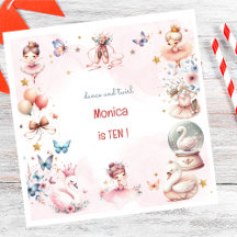 ダンスと回転かわいいバレリーナのバレエの子供の誕生日