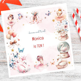 ダンスと回転かわいいバレリーナのバレエの子供の誕生日 スタンダードランチョンナプキン