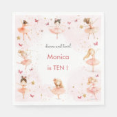 ダンスと回転かわいいバレリーナのバレエの子供の誕生日 スタンダードランチョンナプキン (正面)