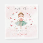 ダンスと回転かわいいバレリーナのバレエの子供の誕生日 スタンダードランチョンナプキン (正面)