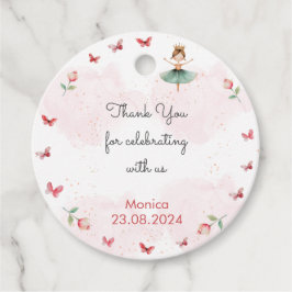 ダンスと回転かわいいバレリーナのバレエの子供の誕生日 フェイバータグ