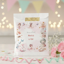 ダンスと回転かわいいバレリーナのバレエの子供の誕生日 フェイバーバッグ