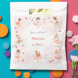 ダンスと回転かわいいバレリーナのバレエの子供の誕生日 フェイバーバッグ