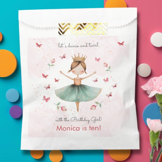 ダンスと回転かわいいバレリーナのバレエの子供の誕生日 フェイバーバッグ