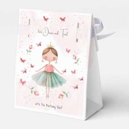 ダンスと回転かわいいバレリーナのバレエの子供の誕生日 フェイバーボックス (裏面サイド)