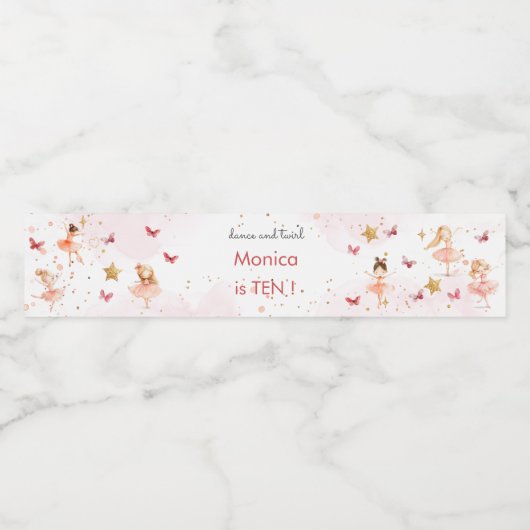 ダンスと回転かわいいバレリーナのバレエの子供の誕生日 ペットボトルラベル (シングルラベル)