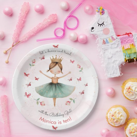 ダンスと回転かわいいバレリーナのバレエの子供の誕生日 ペーパープレート (パーティー)