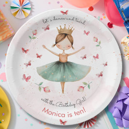 ダンスと回転かわいいバレリーナのバレエの子供の誕生日 ペーパープレート
