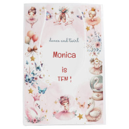 ダンスと回転かわいいバレリーナのバレエの子供の誕生日 ミディアムペーパーバッグ