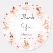 ダンスと回転かわいいバレリーナのバレエの子供の誕生日 ラウンドシール (正面)