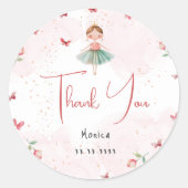 ダンスと回転かわいいバレリーナのバレエの子供の誕生日 ラウンドシール (正面)