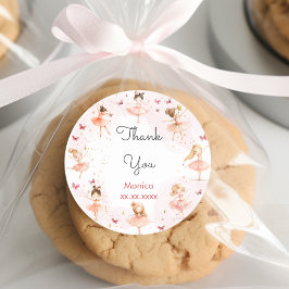 ダンスと回転かわいいバレリーナのバレエの子供の誕生日 ラウンドシール