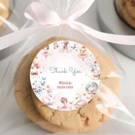 ダンスと回転かわいいバレリーナのバレエの子供の誕生日 ラウンドシール