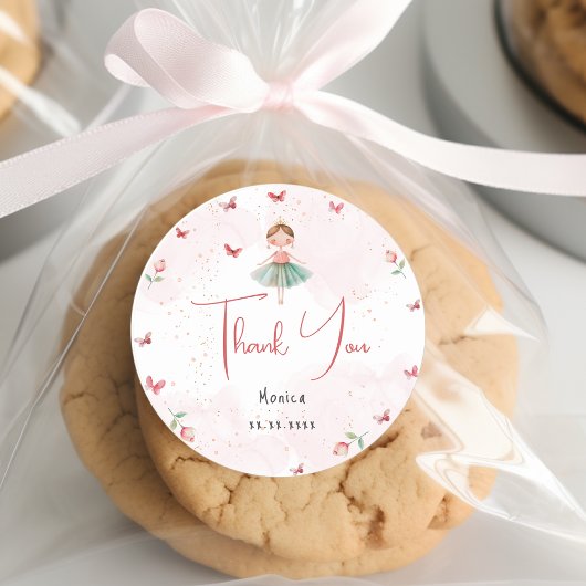 ダンスと回転かわいいバレリーナのバレエの子供の誕生日 ラウンドシール