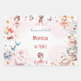 ダンスと回転かわいいバレリーナのバレエの子供の誕生日 ラッピングペーパーシート