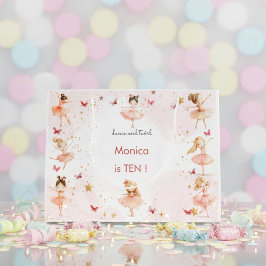 ダンスと回転かわいいバレリーナのバレエの子供の誕生日 ラージペーパーバッグ