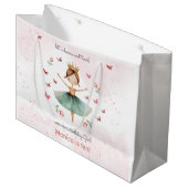 ダンスと回転かわいいバレリーナのバレエの子供の誕生日 ラージペーパーバッグ (正面アングル)