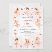 ダンスと回転かわいいバレリーナのバレエの子供の誕生日 招待状 (正面)