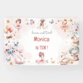 ダンスと回転かわいいバレリーナのバレエの子供の誕生日 横断幕 (横)