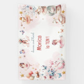 ダンスと回転かわいいバレリーナのバレエの子供の誕生日 横断幕 (縦)