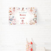 ダンスと回転かわいいバレリーナのバレエの子供の誕生日 横断幕 (インサイチュ)