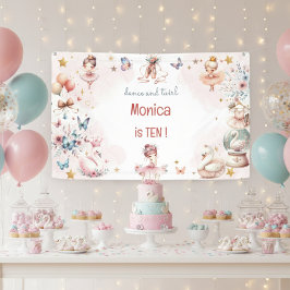 ダンスと回転かわいいバレリーナのバレエの子供の誕生日 横断幕