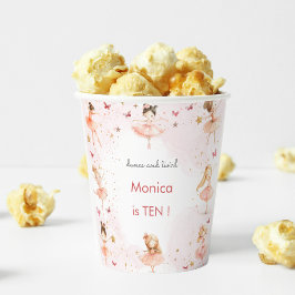ダンスと回転かわいいバレリーナのバレエの子供の誕生日 紙コップ