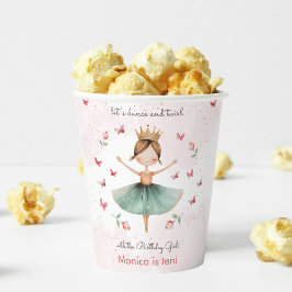 ダンスと回転かわいいバレリーナのバレエの子供の誕生日 紙コップ