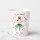 ダンスと回転かわいいバレリーナのバレエの子供の誕生日 紙コップ (正面)