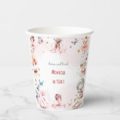 ダンスと回転かわいいバレリーナのバレエの子供の誕生日 紙コップ (正面)