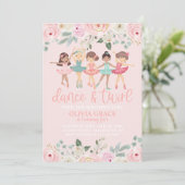 ダンスと回転の花柄バレエ誕生日 招待状 (スタンド正面)