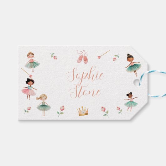 ダンスと女の子の誕生日パーティー ギフトタグ (正面(横))