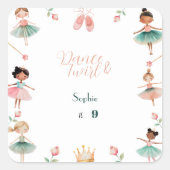 ダンスと女の子の誕生日パーティー スクエアシール (正面)