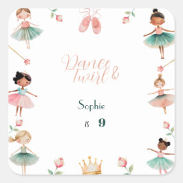 ダンスと女の子の誕生日パーティー スクエアシール