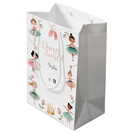 ダンスと女の子の誕生日パーティー ミディアムペーパーバッグ (裏面アングル)
