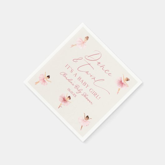 ダンスとTwillバレリーナピンクバレエ赤ちゃんシャワー スタンダードカクテルナプキン (角)