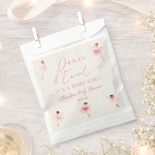 ダンスとTwillバレリーナピンクバレエ赤ちゃんシャワー フェイバーバッグ (クリップ留めされた状態)