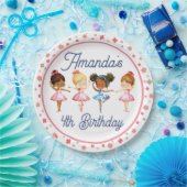 ダンスとTwirlピンクの女の子編集可能バレリーナパーティー ペーパープレート (パーティー)