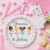 ダンスとTwirlピンクの女の子編集可能バレリーナパーティー ペーパープレート (パーティー)